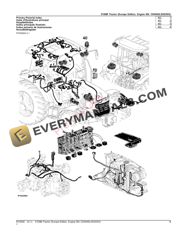 John Deere 5100M Tractor Parts Catalog PC4530 12OCT23-5