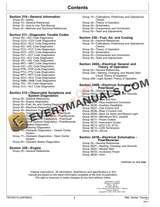John Deere 5100ML, 5115ML, and 5125ML (FT4) TractorsDiagnostic Diagnostic Technical Manual TM152319 24FEB22 5 John Deere 5100ML 5115ML and 5125ML FT4 TractorsDiagnostic Diagnostic Technical Manual TM152319 24FEB22 3