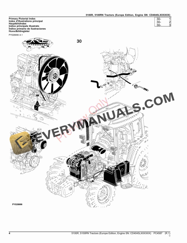John Deere 5100R, 5100RN Tractors Parts Catalog PC4587 16NOV23-4