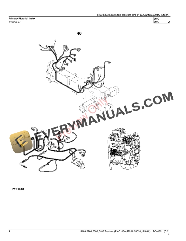 John Deere 5103,5203,5303,5403 TRACTORS (PY5103A,PY5203A,PY5303A,PY5403A (AUSTRALIA VERSION) Parts Catalog PC4480 14SEP23-4