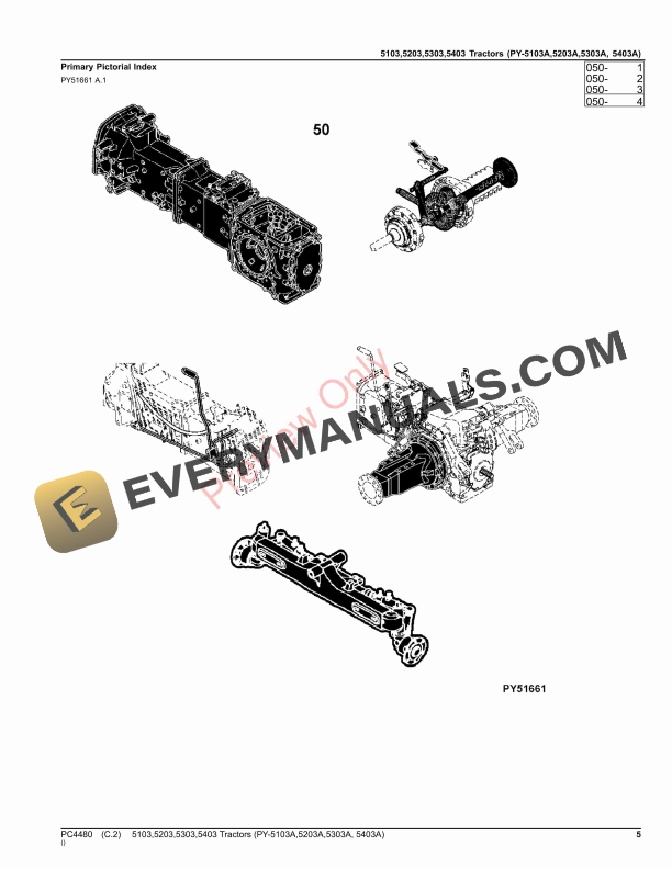John Deere 5103,5203,5303,5403 TRACTORS (PY5103A,PY5203A,PY5303A,PY5403A (AUSTRALIA VERSION) Parts Catalog PC4480 14SEP23-5