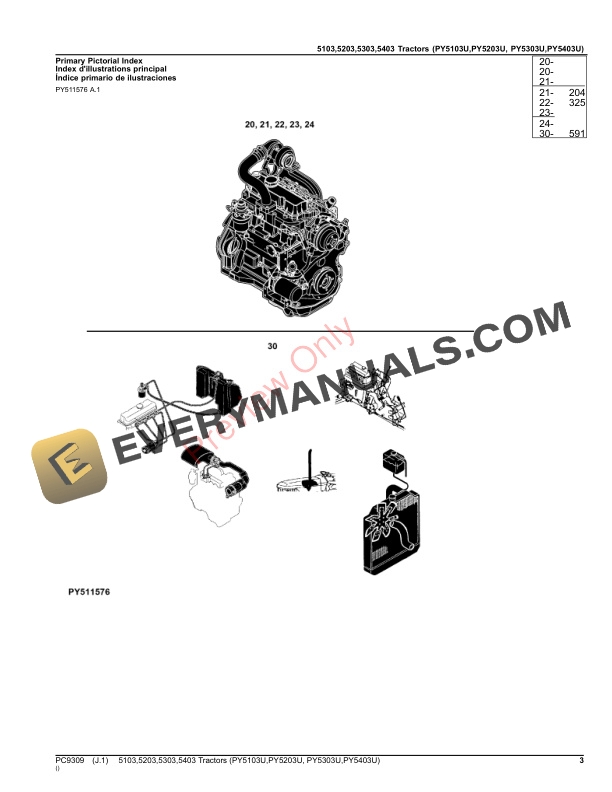 John Deere 5103,5203,5303,5403 TRACTORS(PY5103U,PY5203U,PY5303U,PY5403U USA VERSION) Parts Catalog PC9309 28OCT23-3