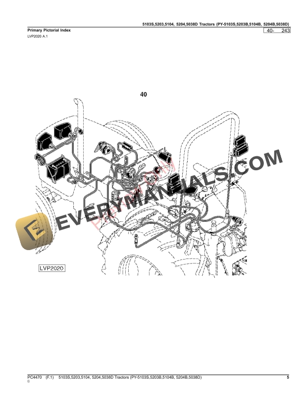 John Deere 5103S,5203,5104,5204,5038D Tractors (PY Parts Catalog PC4470 27JUL23-5