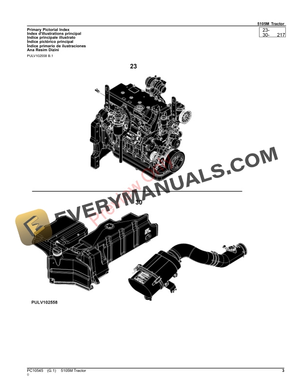 John Deere 5105M Tractor Parts Catalog PC10545 22OCT23 3