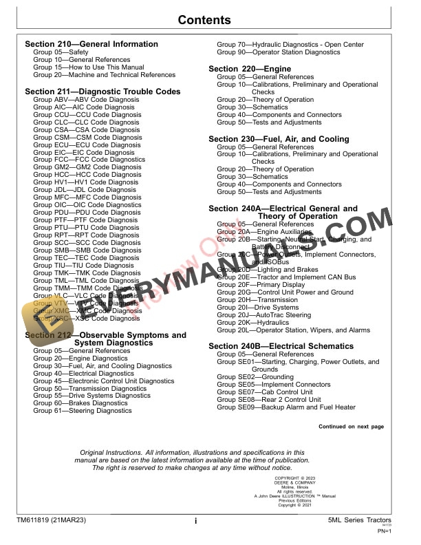 John Deere 5105ML 5120ML and 5130ML Cab Tractors Diagnostic Technical Manual TM611819 21MAR23 3