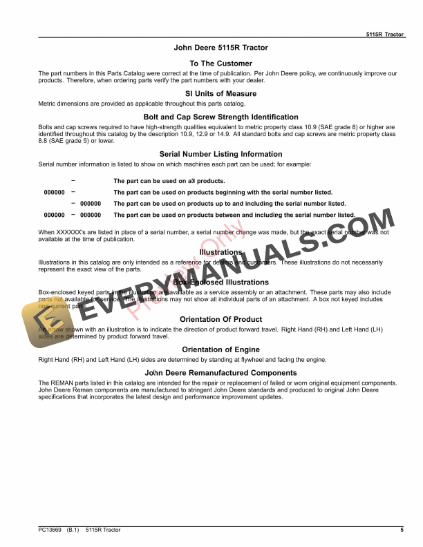 John Deere 5115R Tractor Parts Catalog PC13669 15OCT23-5