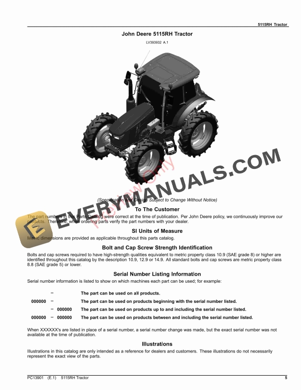 John Deere 5115RH Tractor Parts Catalog PC13901 15OCT23-5