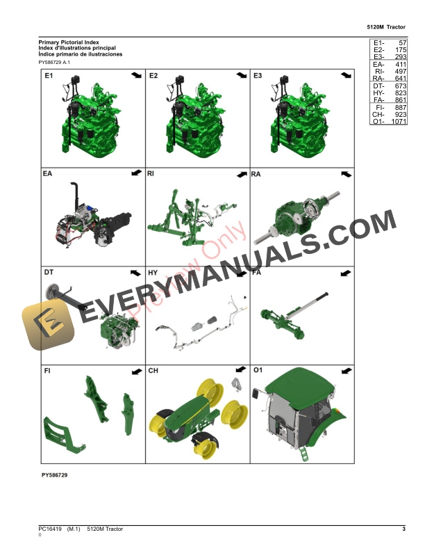 John Deere 5120M Tractor Parts Catalog PC16419 19OCT23-3