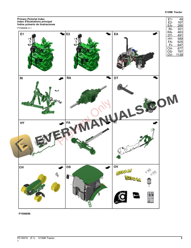 John Deere 5130M Tractor Parts Catalog PC16519 06AUG23-3