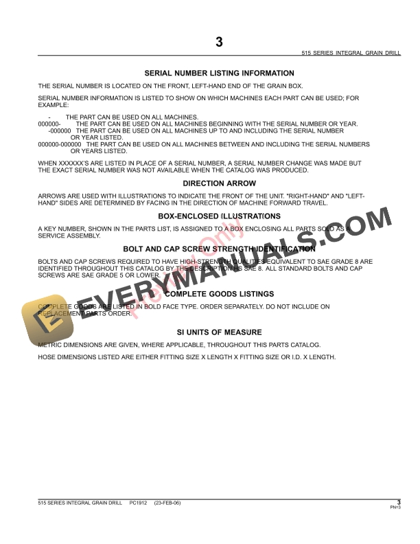 John Deere 515 Series Integral Soybean and Grain Drills Parts Catalog PC1912 10JUN11-5