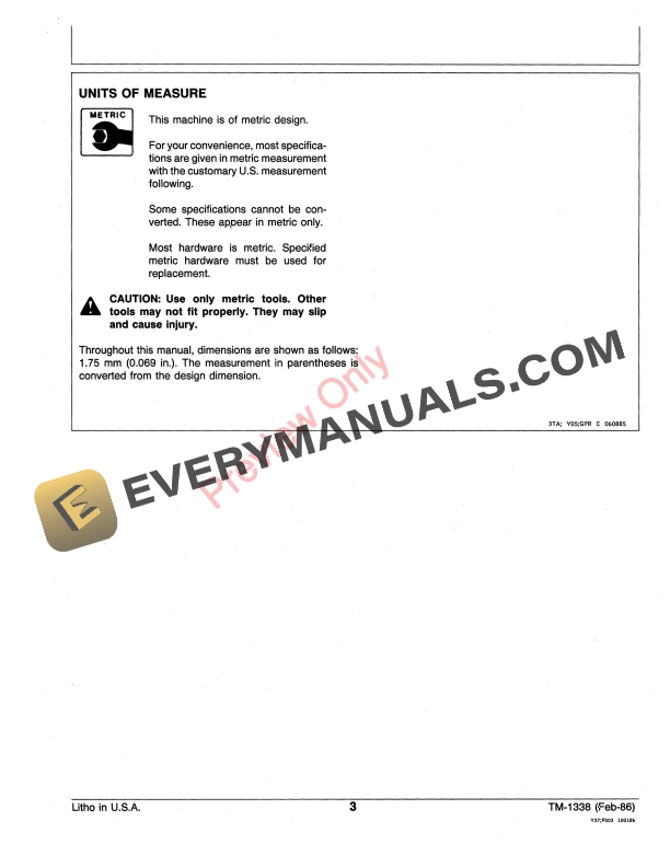 John Deere 51SV 55SV and 65SV CHAIN SAW Technical Manual TM1338 01FEB86 5