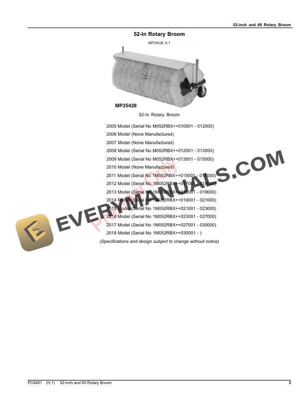 John Deere 52-INCH AND 60 ROTARY BROOM Parts Catalog PC9481 09OCT23-3