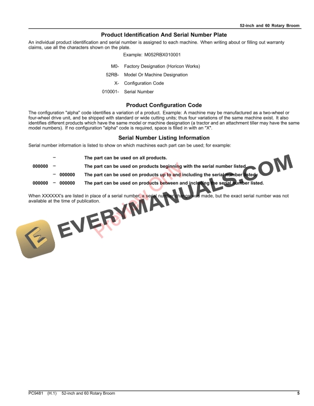 John Deere 52-INCH AND 60 ROTARY BROOM Parts Catalog PC9481 09OCT23-5