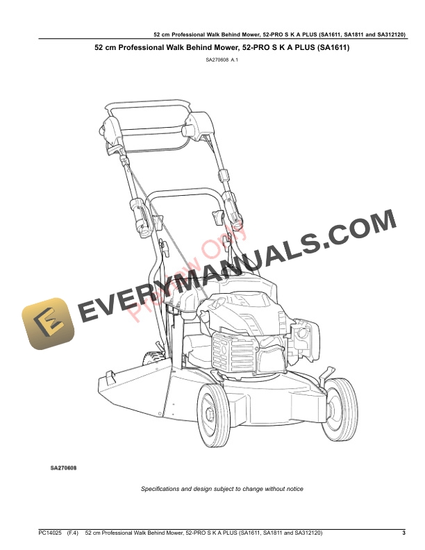 John Deere 52 cm Professional Walk Behind Mower, 52 Parts Catalog PC14025 08SEP20 4 John Deere 52 cm Professional Walk Behind Mower, 52 Parts Catalog PC14025 08SEP20-3