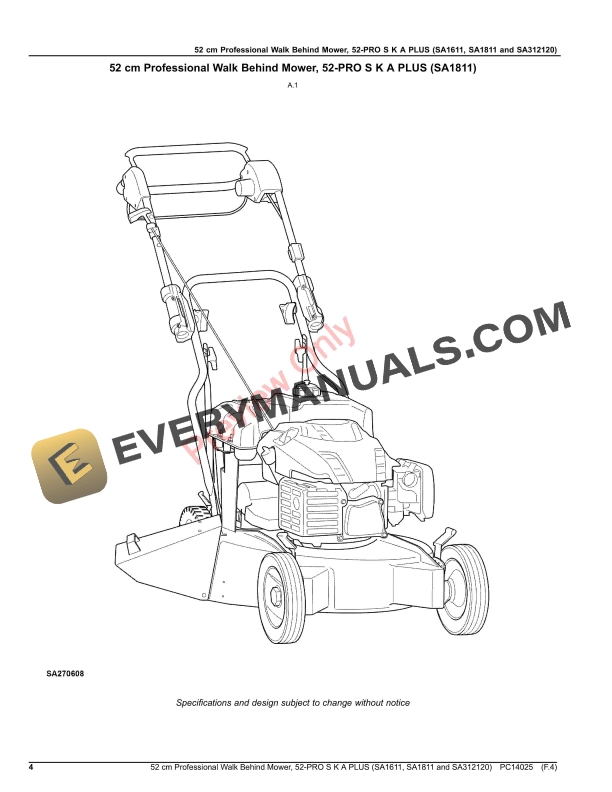 John Deere 52 cm Professional Walk Behind Mower, 52 Parts Catalog PC14025 08SEP20 5 John Deere 52 cm Professional Walk Behind Mower, 52 Parts Catalog PC14025 08SEP20-4