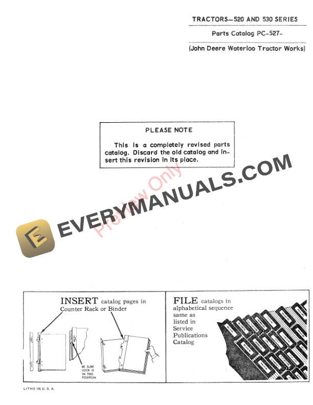 John Deere 520, 530 Series Tractor Parts Catalog PC527 01MAY66 4 John Deere 520, 530 Series Tractor Parts Catalog PC527 01MAY66-3