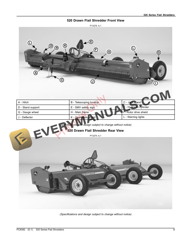 John Deere 520 Series Flail Shredders Parts Catalog PC6082 24JUN22-3