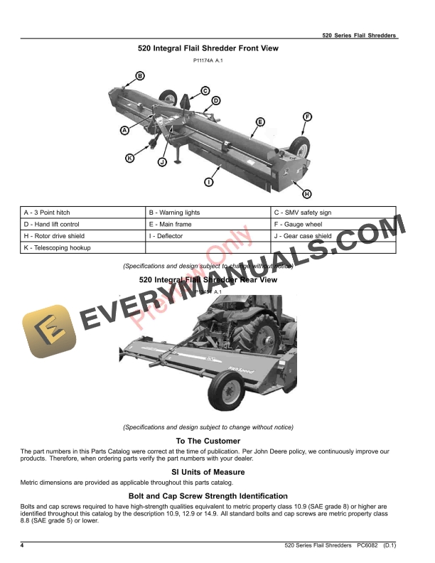 John Deere 520 Series Flail Shredders Parts Catalog PC6082 24JUN22-4