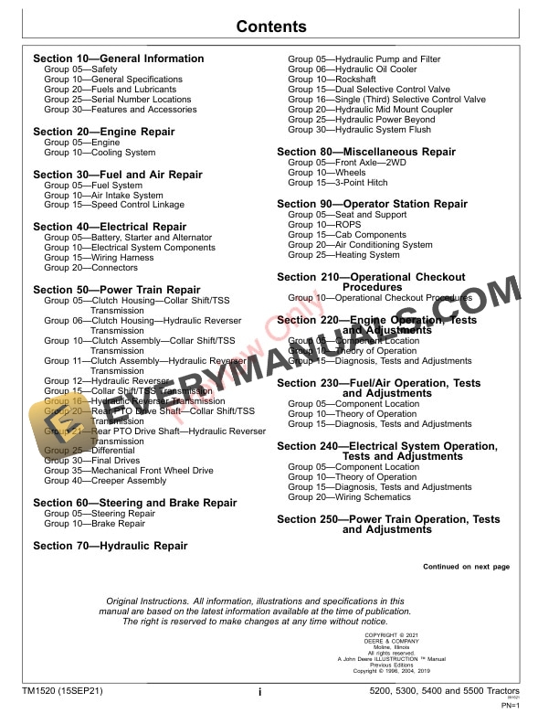 John Deere 5200, 5300, 5400 and 5500 Tractors Repair Technical Manual TM1520 15SEP21 11 John Deere 5200 5300 5400 and 5500 Tractors Technical Manual TM1520 15SEP21 3