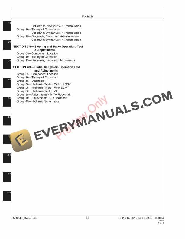 John Deere 5203S 5310 5310S Tractor Technical Manual TM4898 15SEP06 4