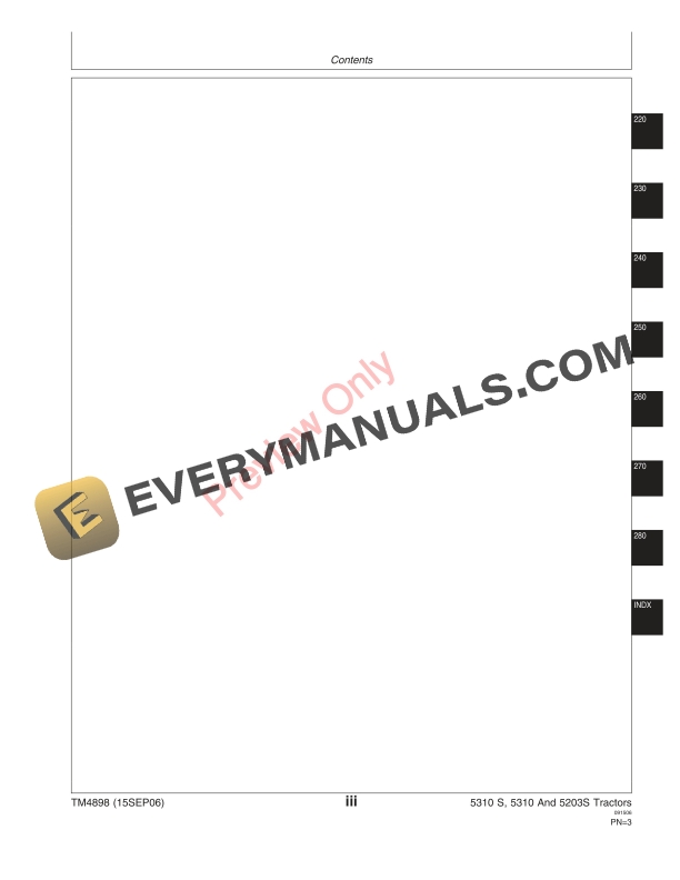 John Deere 5203S 5310 5310S Tractor Technical Manual TM4898 15SEP06 5