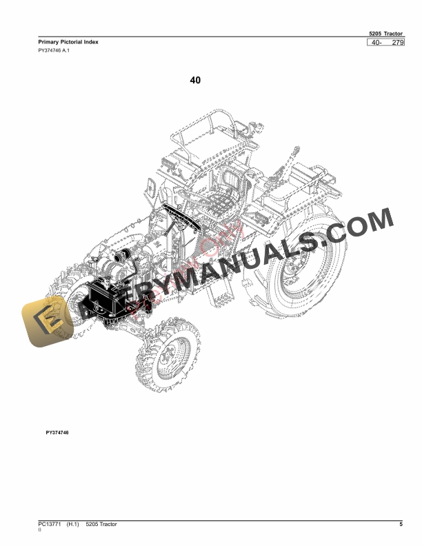 John Deere 5205 Tractor Parts Catalog PC13771 31AUG23-5