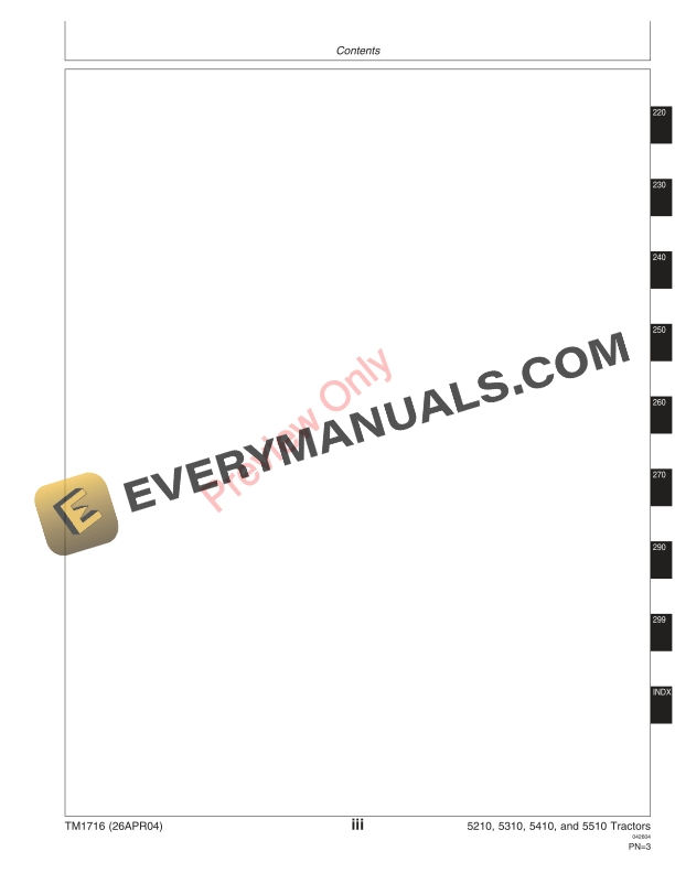 John Deere 5210 5310 5410 5510 Tractors Technical Manual TM1716 26APR04 5