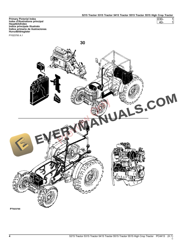 John Deere 5215, 5315, 5415, 5515, 5515 High Crop Parts Catalog PC4413 01AUG23-4