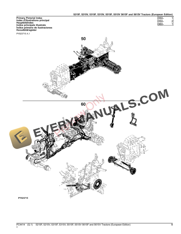 John Deere 5215F, 5215V, 5315F, 5315V, 5515F, 5515V, 5615F and 5615V Tractors Parts Catalog PC4414 28NOV22-5