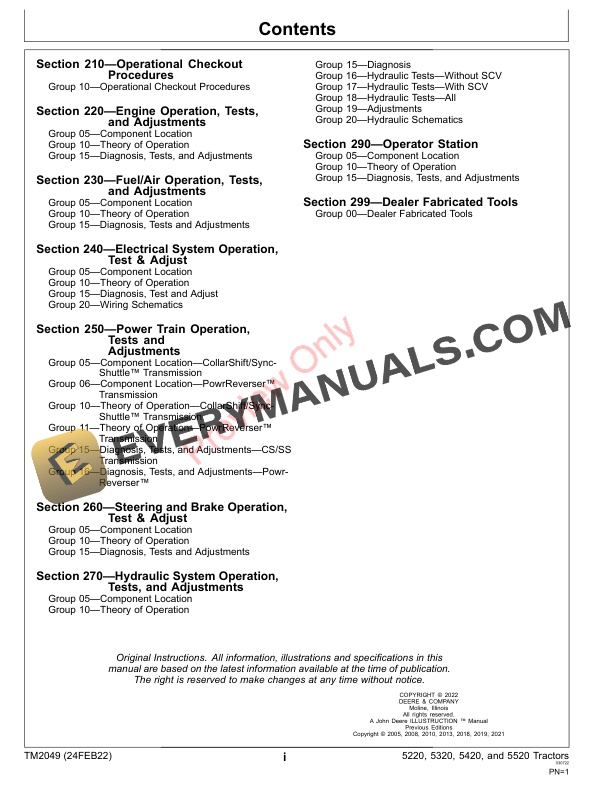John Deere 5220 5320 5420 and 5520 Tractors Diagnostic Technical Manual TM2049 24FEB22 3