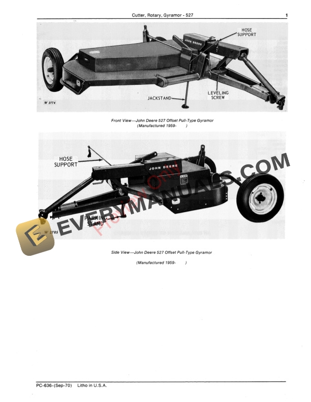 John Deere 527 Gyramor Rotary Cutter Parts Catalog PC636 01FEB82-3