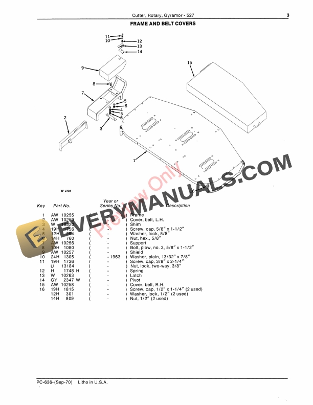 John Deere 527 Gyramor Rotary Cutter Parts Catalog PC636 01FEB82-5