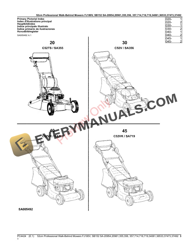 John Deere 52cm Professional Walk-Behind Mowers 24 Parts Catalog PC4424 21MAR23 4 John Deere 52cm Professional Walk-Behind Mowers 24 Parts Catalog PC4424 21MAR23-3