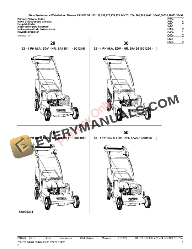 John Deere 52cm Professional Walk-Behind Mowers 4 Parts Catalog PC4404 21MAR23-3