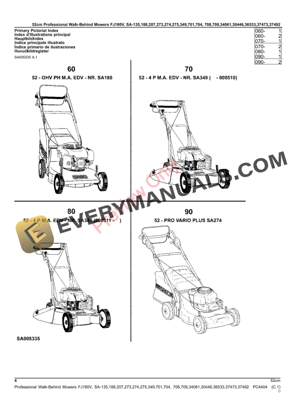 John Deere 52cm Professional Walk-Behind Mowers 4 Parts Catalog PC4404 21MAR23-4