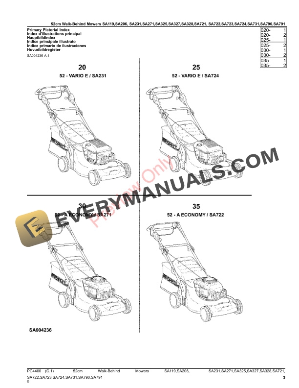 John Deere 52cm Walk-Behind Mowers, 2 and 4 Parts Catalog PC4400 21MAR23-3
