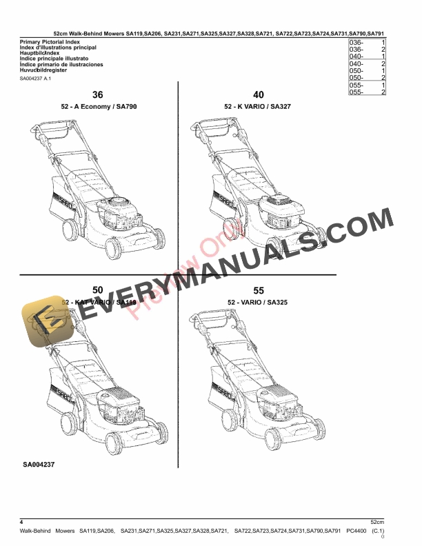 John Deere 52cm Walk-Behind Mowers, 2 and 4 Parts Catalog PC4400 21MAR23-4