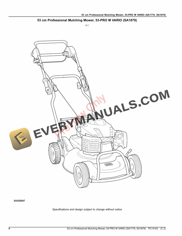 John Deere 53 cm Professional Mulching Mower, 53 Parts Catalog PC14163 31MAR20-4