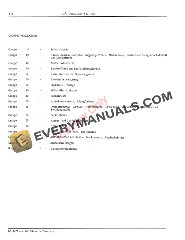 John Deere 530, 630 Combine Parts Catalog PC4008 01MAY78-4