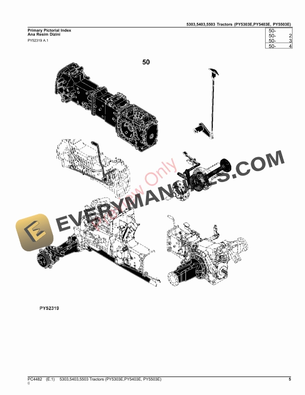 John Deere 5303, 5403, 5503 TRACTORS (PY5303E,PY5403E,PY5503E, EUROPEAN VERSION) Parts Catalog PC4482 14NOV23 6 John Deere 5303, 5403, 5503 TRACTORS (PY5303E,PY5403E,PY5503E, EUROPEAN VERSION) Parts Catalog PC4482 14NOV23-5