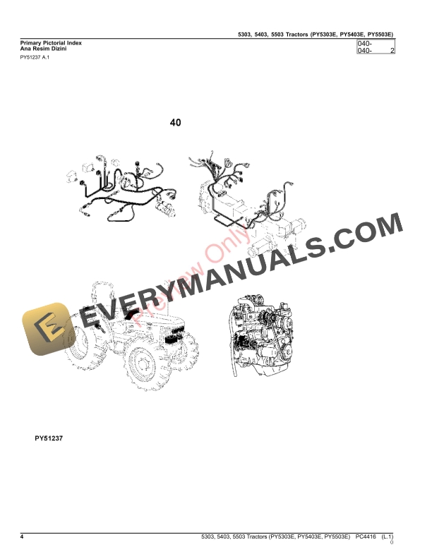 John Deere 5303, 5403, 5503 Tractors (PY5303E, PY5403E, PY5503E, Turkey Version) Parts Catalog PC4416 10SEP23-4