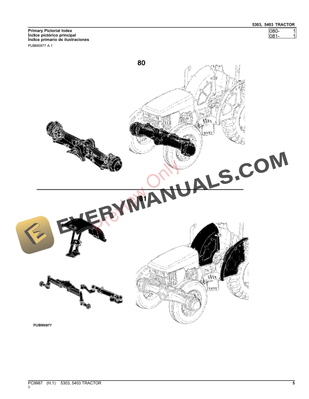 John Deere 5303 (PIN BM5303X090001-) and 5403 (PIN BM5403X090001 Parts Catalog PC9987 09OCT23-5
