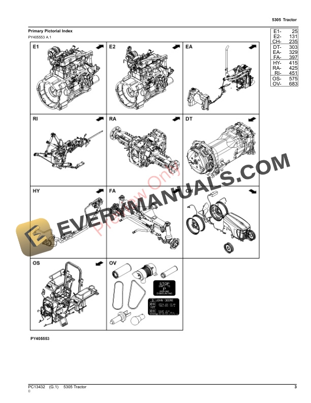 John Deere 5305 Tractor Parts Catalog PC13432 12NOV23-3