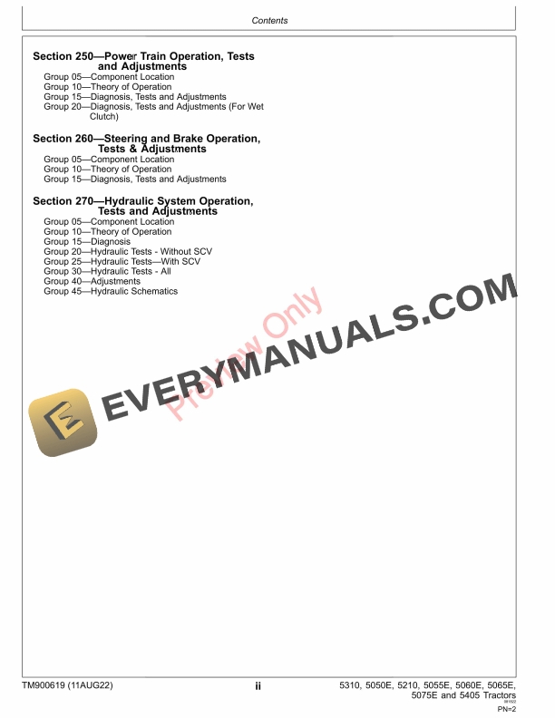 John Deere 5310 5050E 5210 5055E 5060E 5065E 5075E and 5405 Tractors Technical Manual TM900619 11AUG22 4