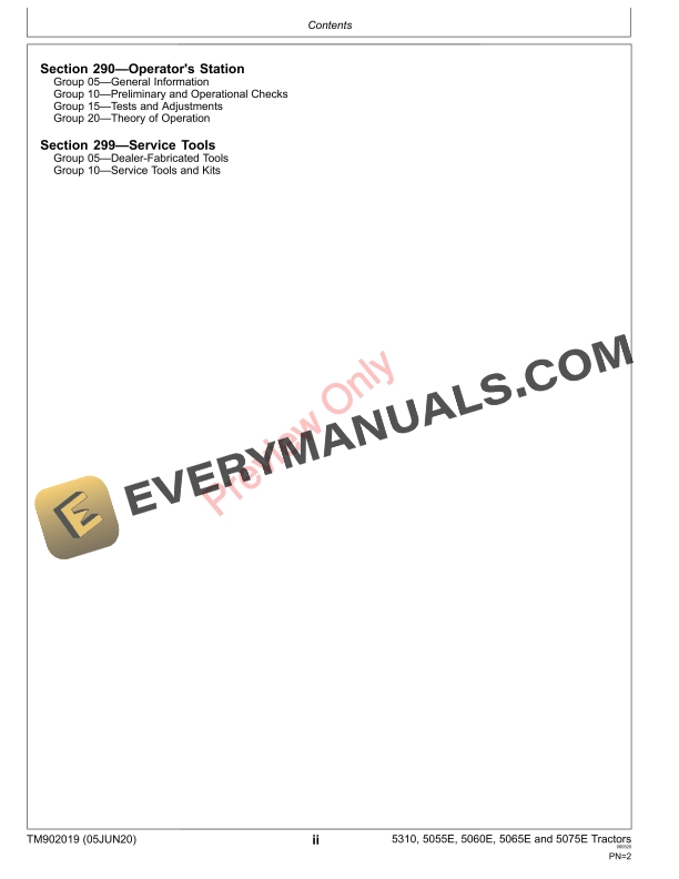 John Deere 5310, 5055E, 5060E, 5065E and 5075E Tractors Diagnostic Technical Manual TM902019 05JUN20 6 John Deere 5310 5055E 5060E 5065E and 5075E Tractors Diagnostic Technical Manual TM902019 05JUN20 4