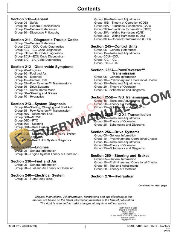 John Deere 53105405 and 5075E Tractors Diagnostic Technical Manual TM903319 09JUN23 3