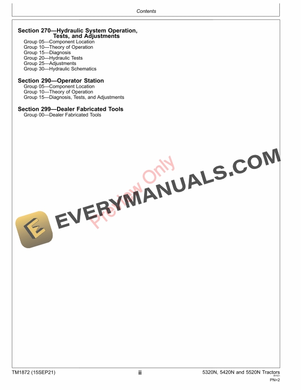 John Deere 5320N 5420N and 5520N Tractors Technical Manual TM1872 15SEP21 4