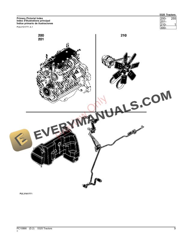 John Deere 5325 Tractors Parts Catalog PC10866 06AUG23 3