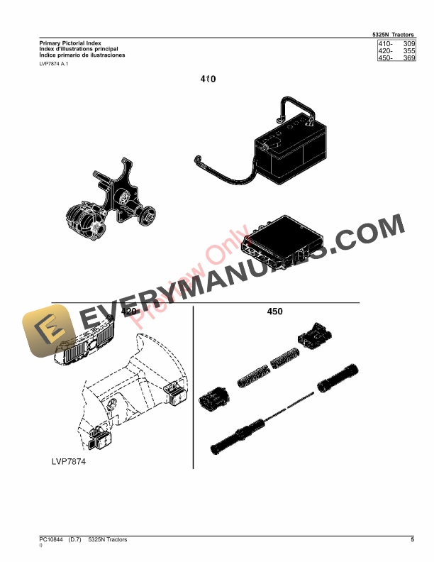 John Deere 5325N Tractors Parts Catalog PC10844 07NOV23 5