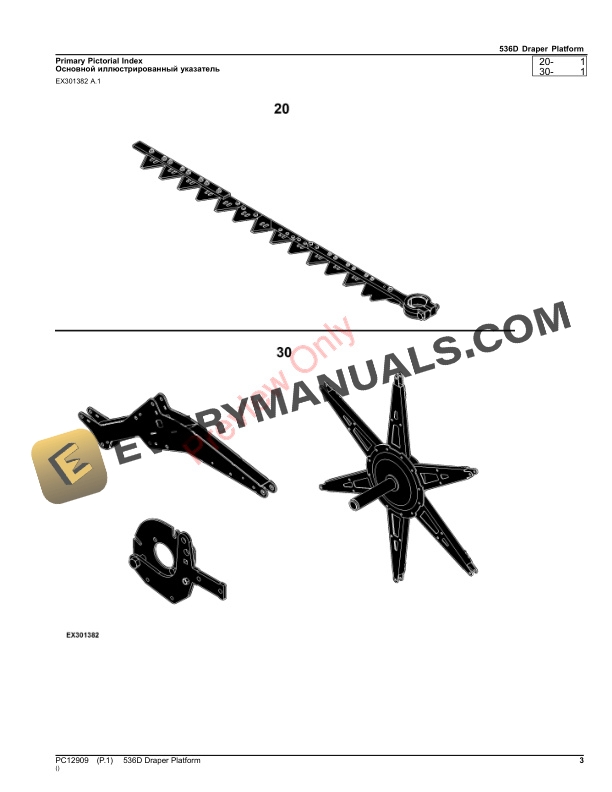 John Deere 536D Draper Platform Parts Catalog PC12909 17JAN22-3